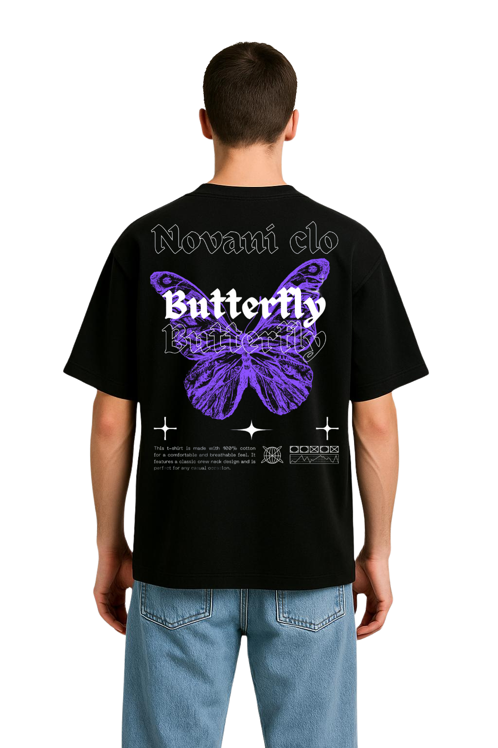 Novani Butterfly Black - Organic Oversize Shirt