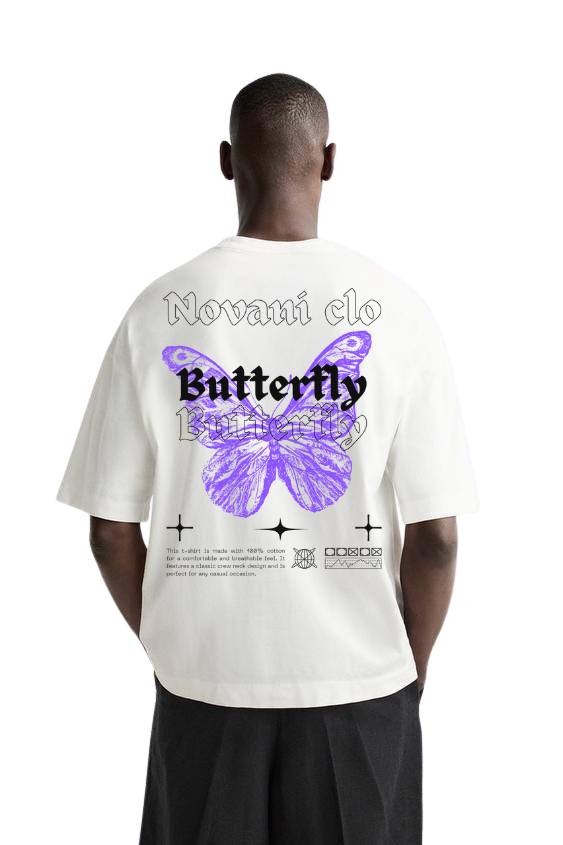 Novani Butterfly White - Organic Oversize Shirt