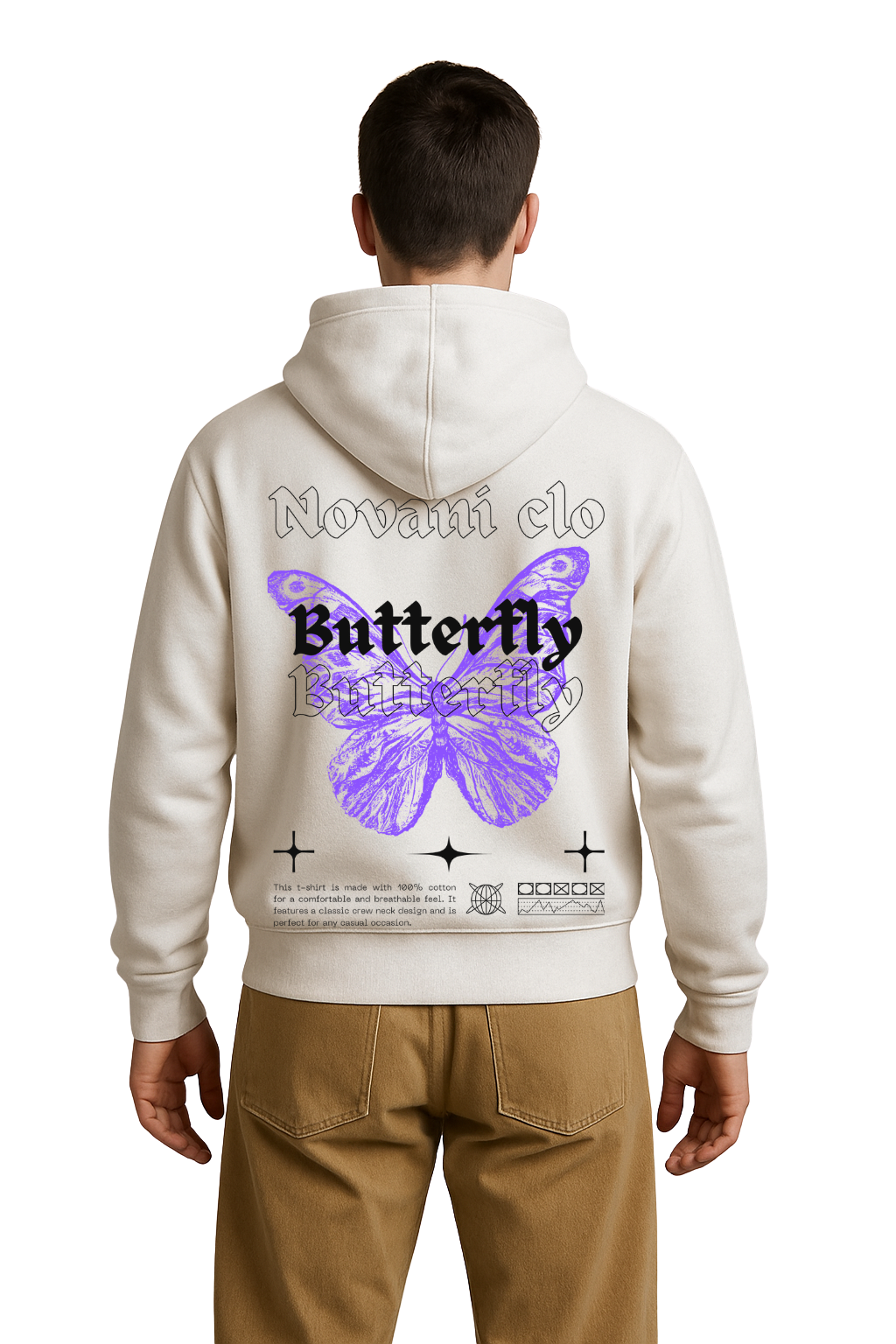 Novani Butterfly White - Organic Oversize Hoodie