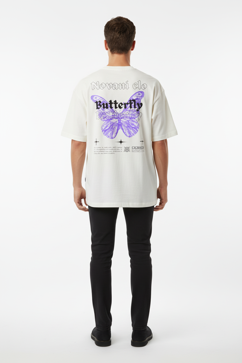 Novani Butterfly White - Organic Oversize Shirt