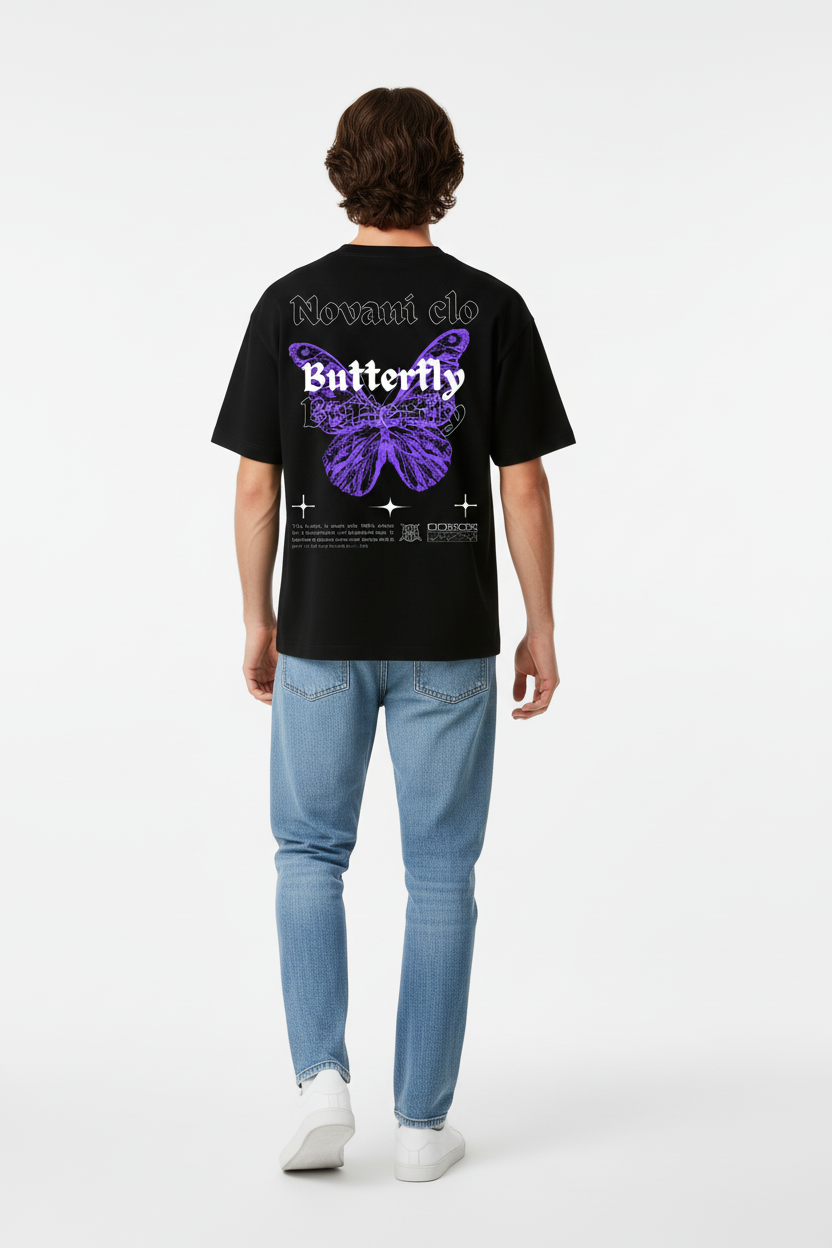 Novani Butterfly Black - Organic Oversize Shirt