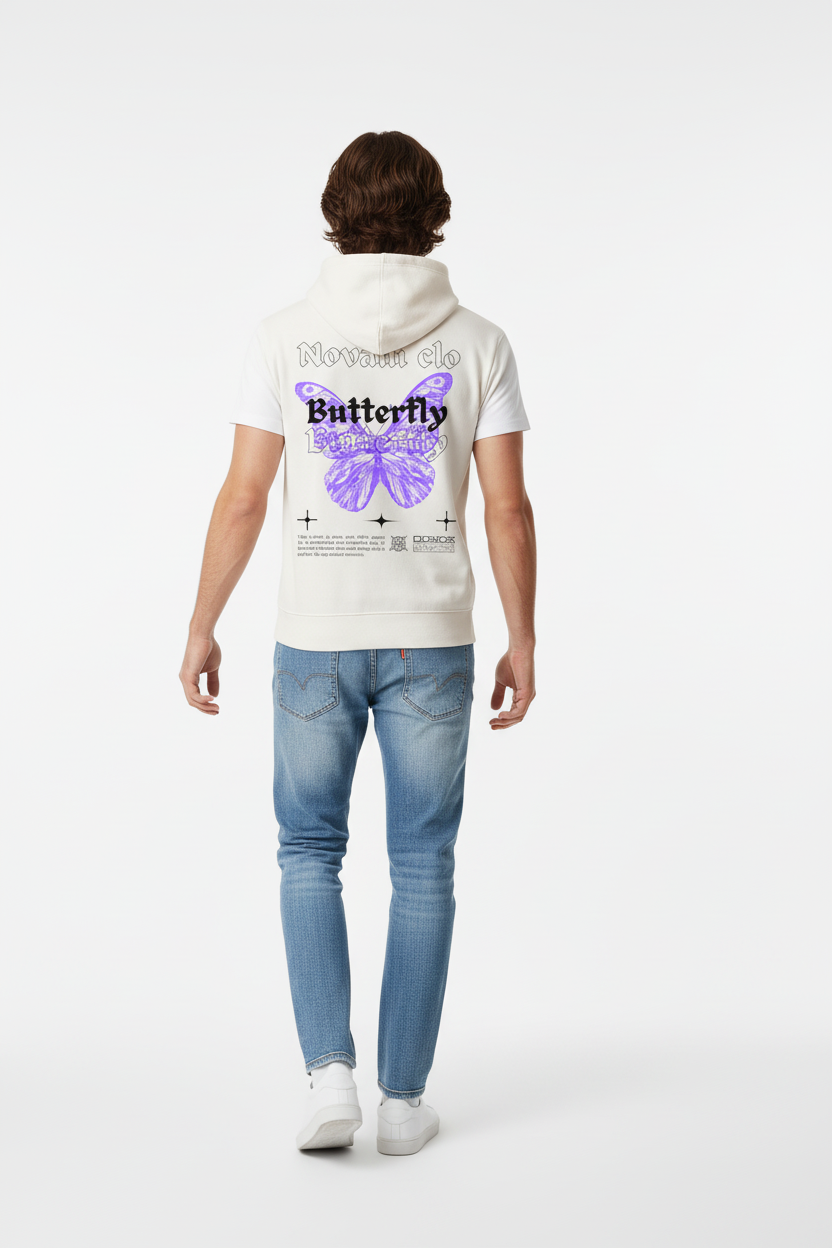 Novani Butterfly White - Organic Oversize Hoodie
